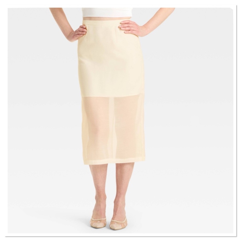 Women’s Sheer Midi A-Line Skirt Cream a new day